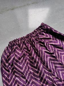 Women Purple Satin Silk Printed Kurta With Pant