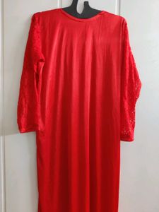 Satin Nightwear Red Colour Dress