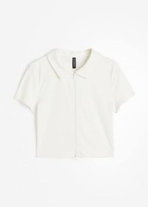 White Double Zip-Up Polo Shirt