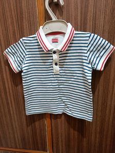 Striped Black And White Polo Tshirt