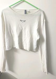 Cute White Long Sleeve Top