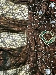Brown Beaded Girls Top