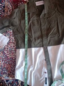 Calvin Klein Jeans Olive &amp; White Button-Down