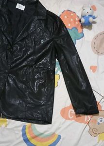 Vintage Black leather Blazer Jacket