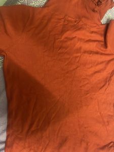 Orange Ruffle Neck Sweater