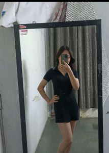 Riped Tennis Black Dress
