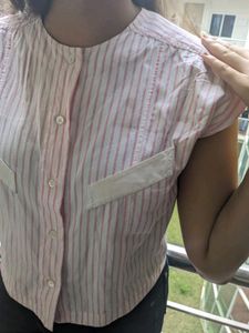 Crop Pink Strip Shirt