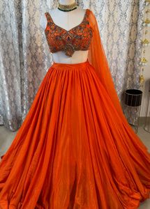Orange Embroidered Lehenga Choli