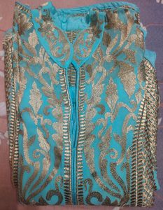 Sea Green Kurta With Golden Work