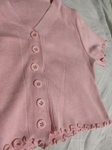 Ribbed Crop Top Aesthetic Soft Button Front Trend