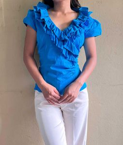 Blue Ruffled Top