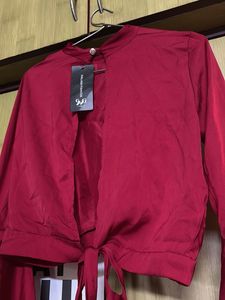 Red Bell Sleeve Tie Top