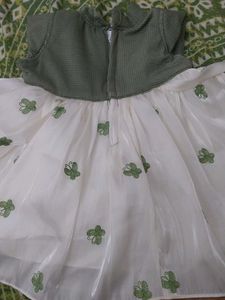 Cute Green &amp; White Dress