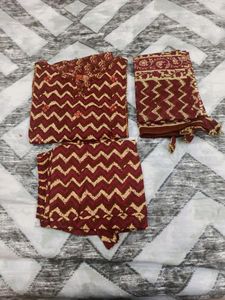 Brand New Pure Cotton Ajrakh Kurta Set
