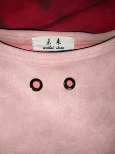 Pink Eyelet Sleeve Crop Top Velvet Like New