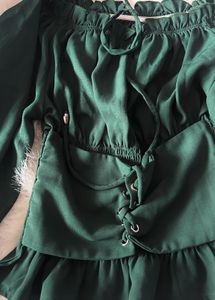 Green Off-Shoulder Ruffle Blouse