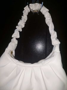 White Ruched Handle Shoulder Bag