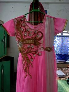 Elegant Pink Embroidered Anarkali Suit