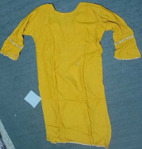 Embroidered Yellow Kurti
