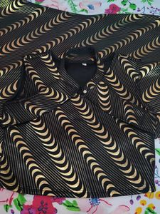 Mermaid like Striped Black &amp; Gold Dress