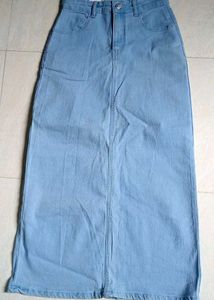 Straight Denim Midi Skirt