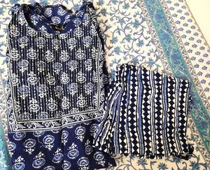 Blue Printed Kurta Set