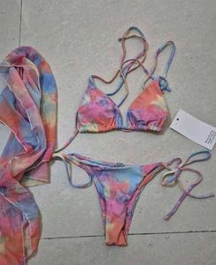 3pc String Tie-dye Bikini Set