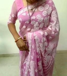 Pink Lukhnowi Saree