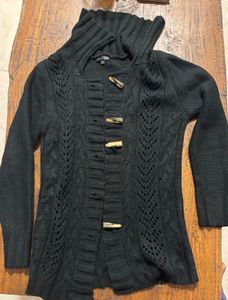 Stylish Black Knit Cardigan (buttons missing)