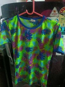 Colorful Floral Print T-Shirt Swim Costume For Kid