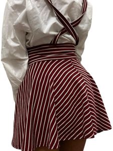Cute Red Striped Suspender Skirt -