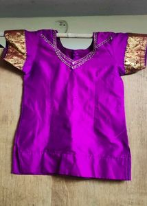 Violet Colour Pavada Set For Girls