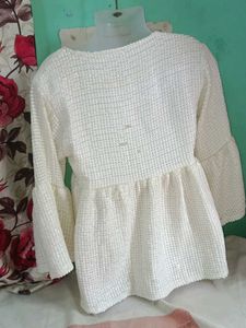 Sparkling White Sequin Peplum Top