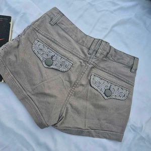 Cutout Denim Shorts