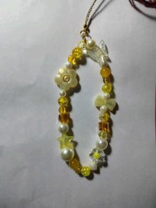 Yellow Beaded Phone Charm