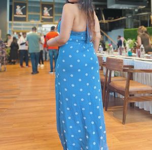 Polka Dots Halter Neck Maxi Dress