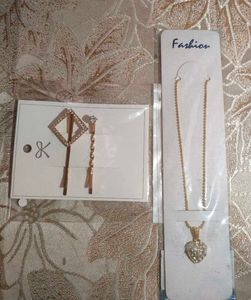 Hairpins & Heart Necklace Set