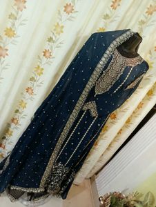 Elegant Navy Blue Embroidered Dress