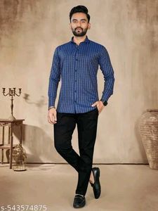 Couple Matching Outfit - Blue Striped Set