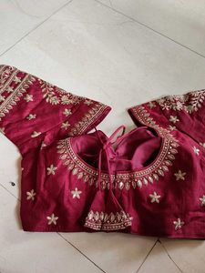 Maroon Embroidered Saree Blouse