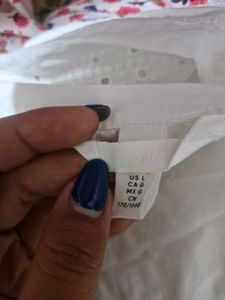 H&amp;M White Eyelet Embroidered Blouse