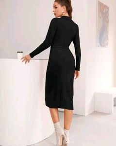 Never Worn Black Long Sleeve Midi Dress