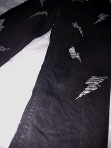 Black Lightning Bolt Jeans