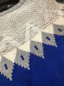 Blue &amp; Grey Knit Cropped Sweater