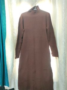 Brown Knit Midi Dress