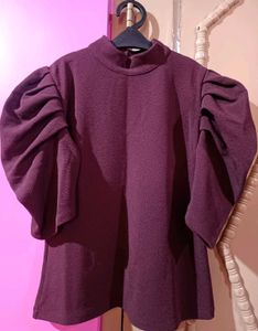 Burgundy Puff Sleeve Top