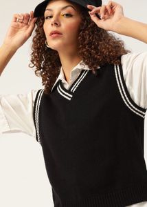 Kook N Keech Women Black Sweater Vest