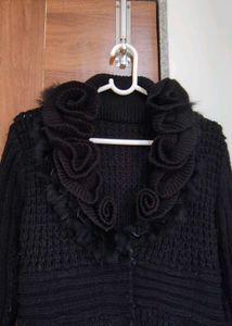 Black Knit Long Cardigan (Size 32)