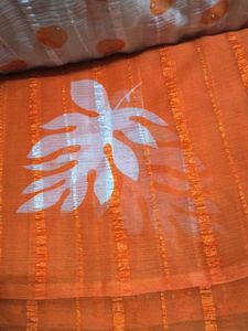 Orange Leaf Print Fabric