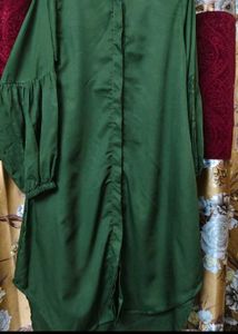 Green Button-Up Long Sleeve Tunic